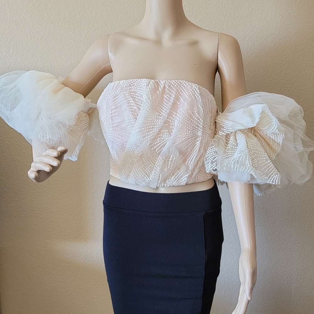 🔥Strapless Puffed Sleeve Top